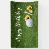 Golf Happy Birthday met golfbal op groen Spandoek (Verticaal)