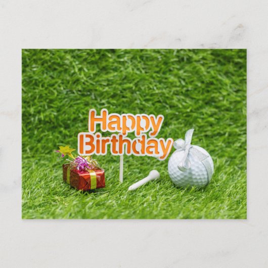 Golf Happy Birthday met golfbal t-shirt en geschen Briefkaart (Voorkant)