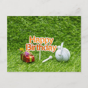 Golf Happy Birthday met golfbal t-shirt en geschen Briefkaart