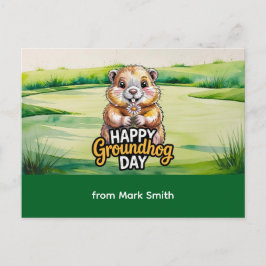 Golf Happy Groundhog Day for Golfer Feestdagenkaart