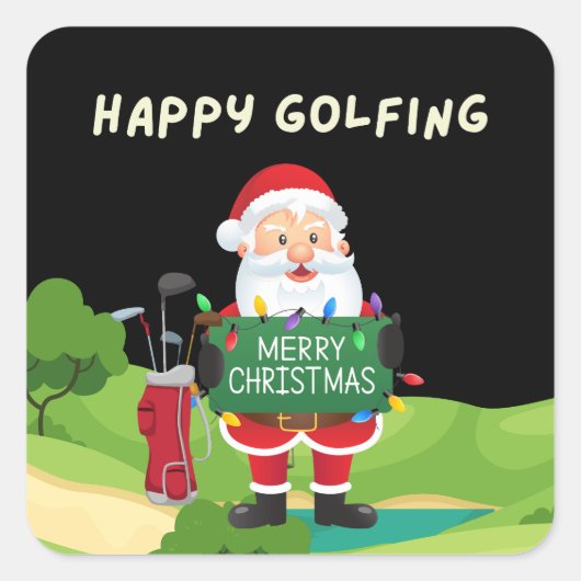 Golf Happy kerstFeestdagen met kerstman Vierkante Sticker (Voorkant)