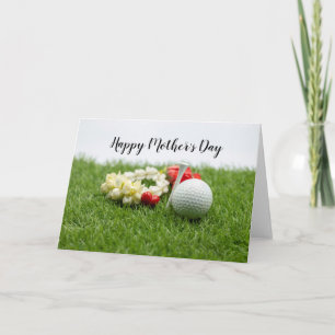 Golf Happy Moederdag met bloem op groen gras Kaart