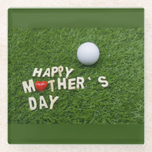 Golf Happy Moederdag met liefde voor groen Glazen Onderzetter