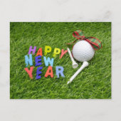 Golf Happy New Year met golfbal en t-shirt Aankondigingskaart (Voorkant)