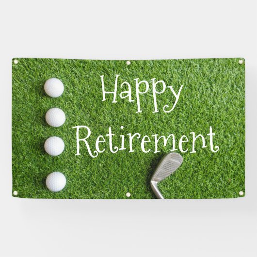 Golf Happy Retirement met golfballen op groen Spandoek (Horizontaal)