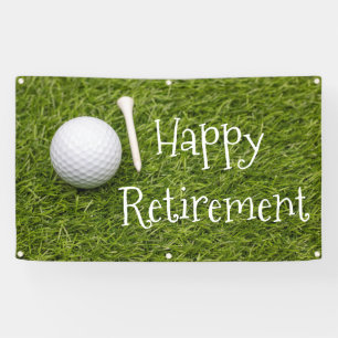 Golf Happy Retirement met golfballen op groene ban Spandoek