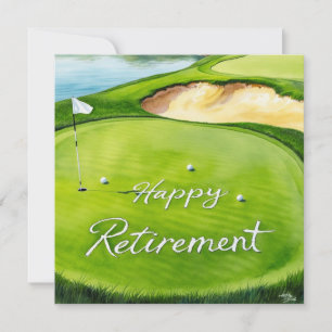 Golf Happy Retirement met golfvlag op groen Feestdagenkaart