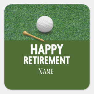 Golf Happy Retirement op groene achtergrond Classi Vierkante Sticker