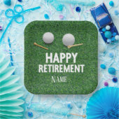 Golf Happy Retirement op groene achtergrond Papieren Bordje (Feest)