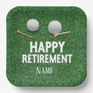 Golf Happy Retirement op groene achtergrond Papieren Bordje