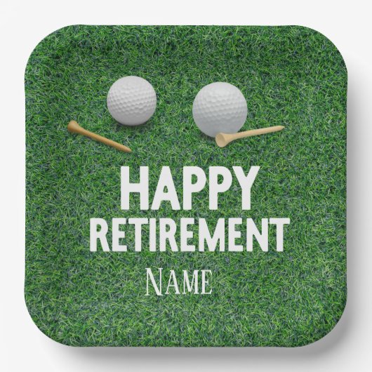 Golf Happy Retirement op groene achtergrond Papieren Bordje (Voorkant)
