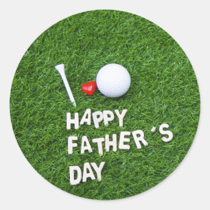 Golf Happy Vaderdag met golfbal en t-shirt Ronde Sticker
