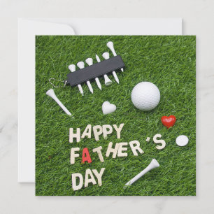 Golf Happy Vaderdag met t-shirt en bal op groen Kaart