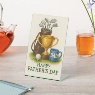 Golf Happy Vaderdag met trofee en golfbal Reclamebord Met Voetstuk