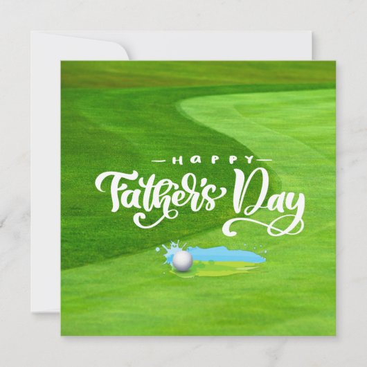 Golf happy vaderdag op golfbaan met bal (Voorkant)