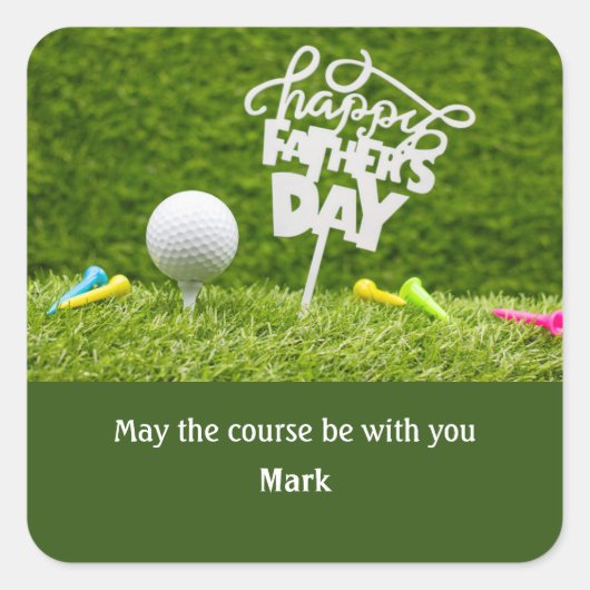Golf happy Vaderdag voor golfvader Vierkante Sticker (Voorkant)