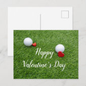 Golf Happy Valentijnsdag met liefde en golfbal Briefkaart (Voorkant / Achterkant)
