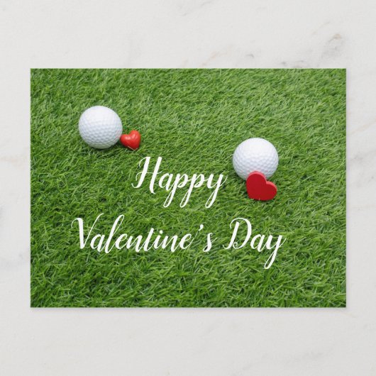 Golf Happy Valentijnsdag met liefde en golfbal Briefkaart (Voorkant)