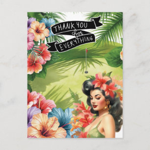 Golf Hawaii thema Platte Bedankkaart Briefkaart