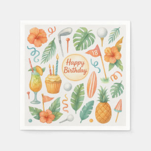 Golf Hawaii thema voor Hawaiian Golfer Party Servet