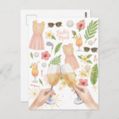 Golf Hawaiiaanse thema Lady Bride Bachelorette Par Briefkaart (Voorkant / Achterkant)