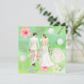 Golf Hawaiian thema bruiloft voor golfer Kaart (Staand voorkant)