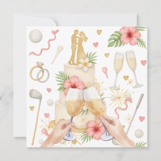 Golf Hawaiian thema bruiloft voor golfer Kaart (Voorkant)