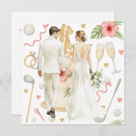 Golf Hawaiian thema bruiloft voor golfer Kaart