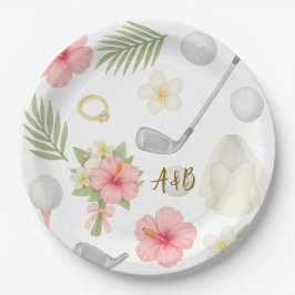 Golf Hawaiian thema bruiloft voor golfer Papieren Bordje