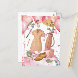 Golf Hawaiian thema Lady Woman Golfer toernooi Briefkaart