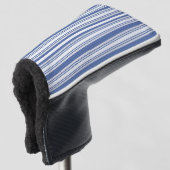 Golf Head Cover Blauw & Wit Gestreept (3/4 voorkant)