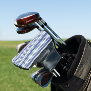 Golf Head Cover Blauw & Wit Gestreept