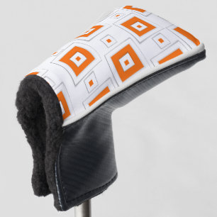 Golf Head Cover Oranje & Wit Vierkant
