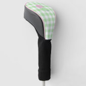 Golf Head Hoesje groene gingham Golfheadcover (Schuin)