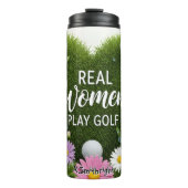 Golf Heart Vrouwen Spelen Golf Thermosbeker (Voorkant)