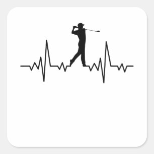 GOLF HEARTBEAT Golfing Clothes Women Mannen Kinder Vierkante Sticker