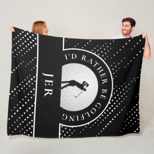 Golf Heren Golfer Silhouet Zwart Wit Fleece Deken