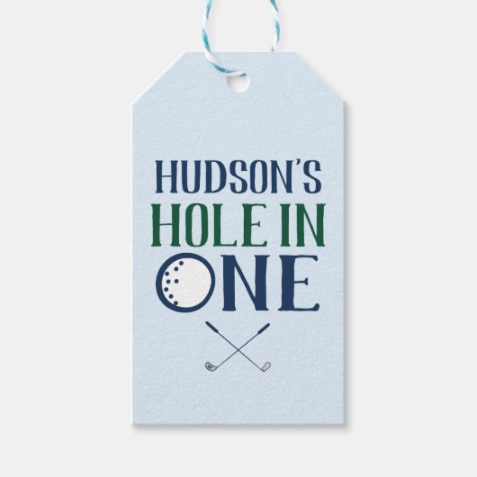 Golf Hole in een eerste verjaardag Cadeaulabel (Voorkant)