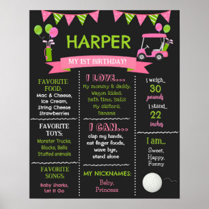 Golf Hole in One Birthday Milestone Sign Board Poster