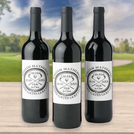 Golf Hole in One Celebration Personalized Wijn Etiket