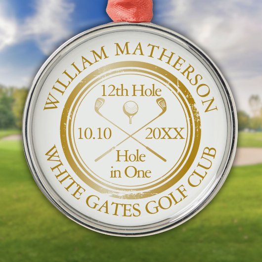 Golf Hole in One Classic Gold Personalized Metalen Ornament