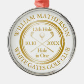 Golf Hole in One Classic Gold Personalized Metalen Ornament (Voorkant)