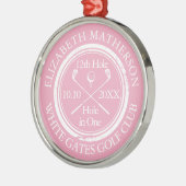 Golf Hole in One Classic Personalized Pink Metalen Ornament (Links)