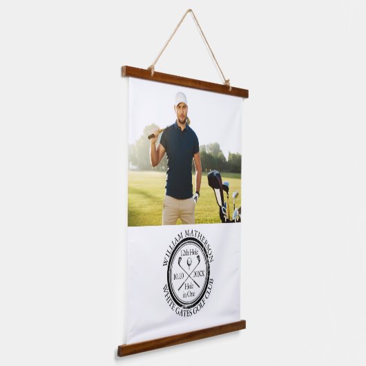 Golf Hole-in-One Klassieker Gepersonaliseerde Foto Hangend Wandkleed (Gebogen)