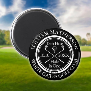 Golf Hole-in-One op maat in zwart en wit Magneet