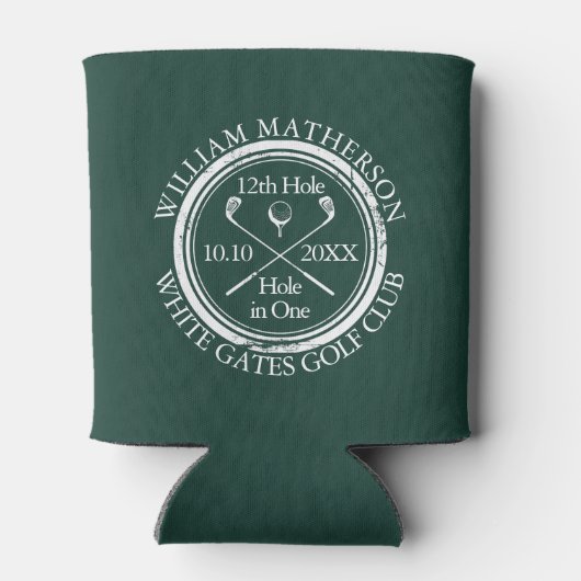 Golf Hole-in-One op maat smaragdgroen Blikjeskoeler (Achterkant)