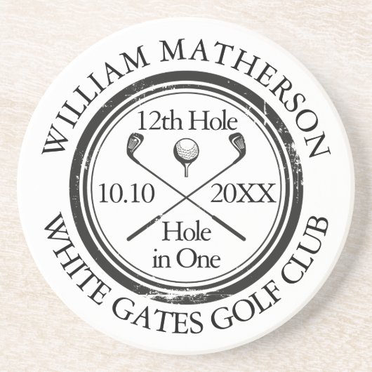 Golf Hole in One Personalized Zandsteen Onderzetter (Voorkant)
