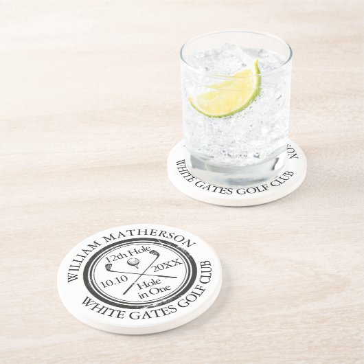 Golf Hole in One Personalized Zandsteen Onderzetter (Zijkant)