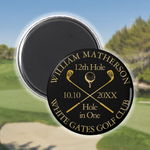 Golf Hole In One Persoonlijk Zwart En Goud Magneet