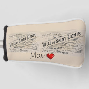 Golf Hoofd Hoes Beige Parijs Frankrijk Rode Hart Golfheadcover